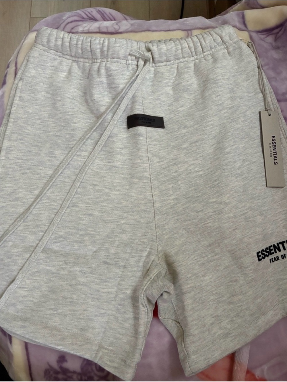 Essentials Light Gray Athletic Drawstring Shorts